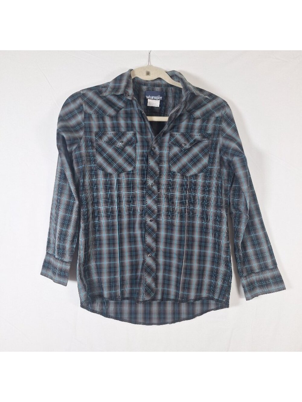 Wrangler Plaid Snap Button Down Shirt size large Country Western